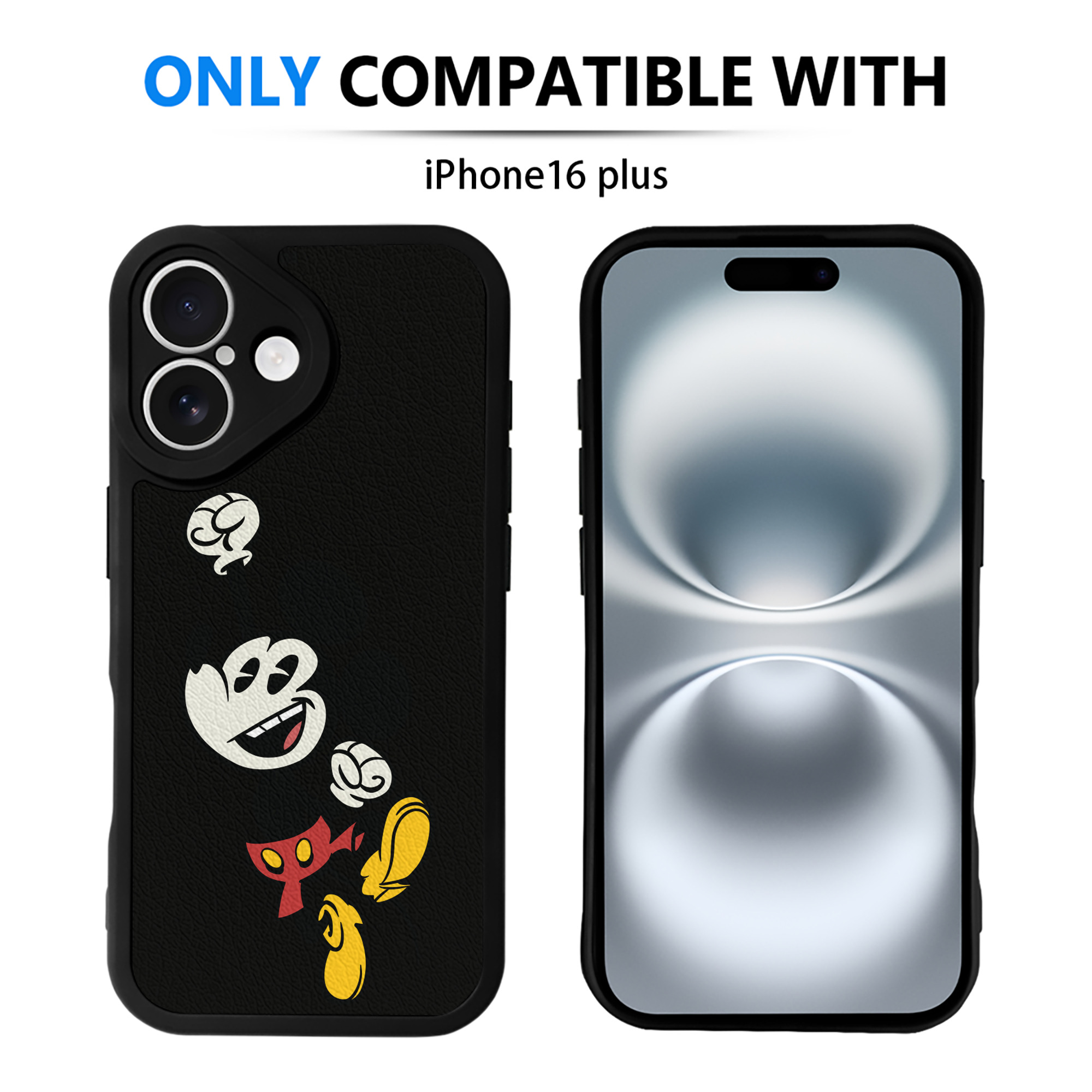 （画像用） ミッキーマウス Mickey Mouse 【iPhone 16シリーズ対応】シリコンスマホケース（レザー調） 材質：シリコン